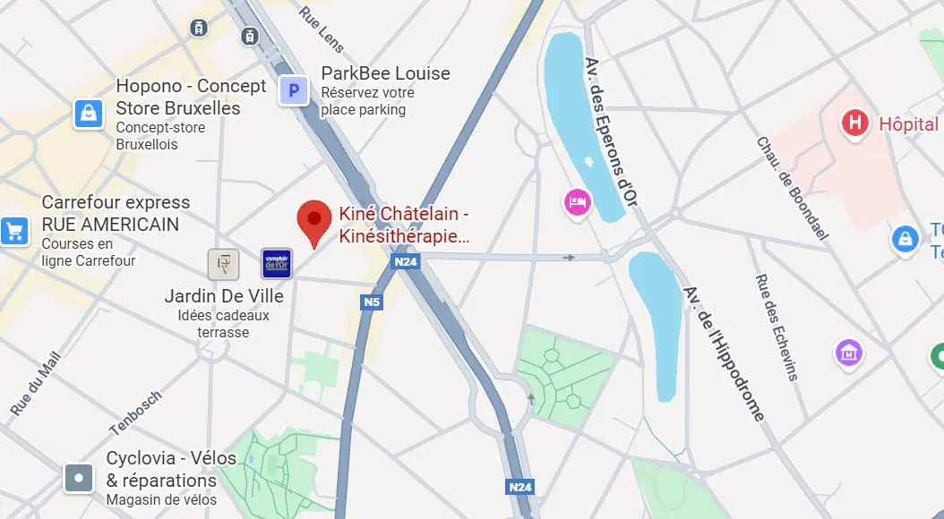 Localisation Kiné Châtelain - 19 rue de Tenbosch, Ixelles